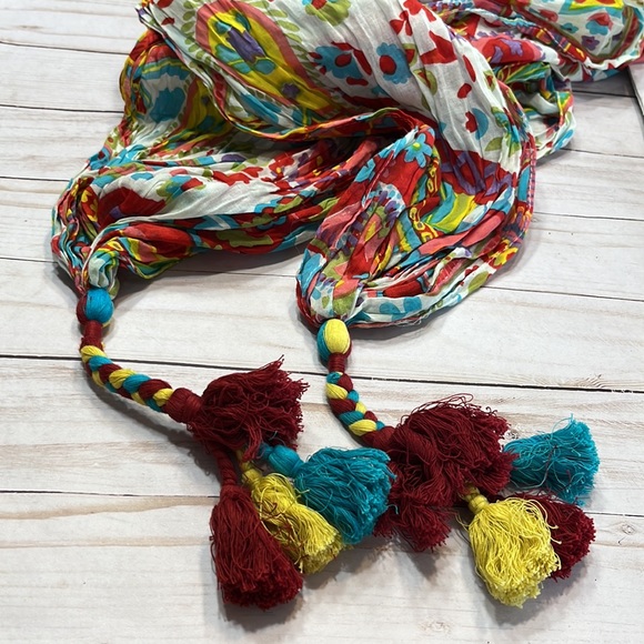 Fun Flirty Paisley Tapered Tassels Scarf - Picture 5 of 6